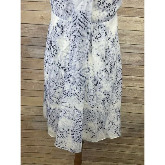 Jessica Simpson Size 4 Dress Blue White Pleated Lined Size Zip Faux Wrap Style - Picture 8 of 11